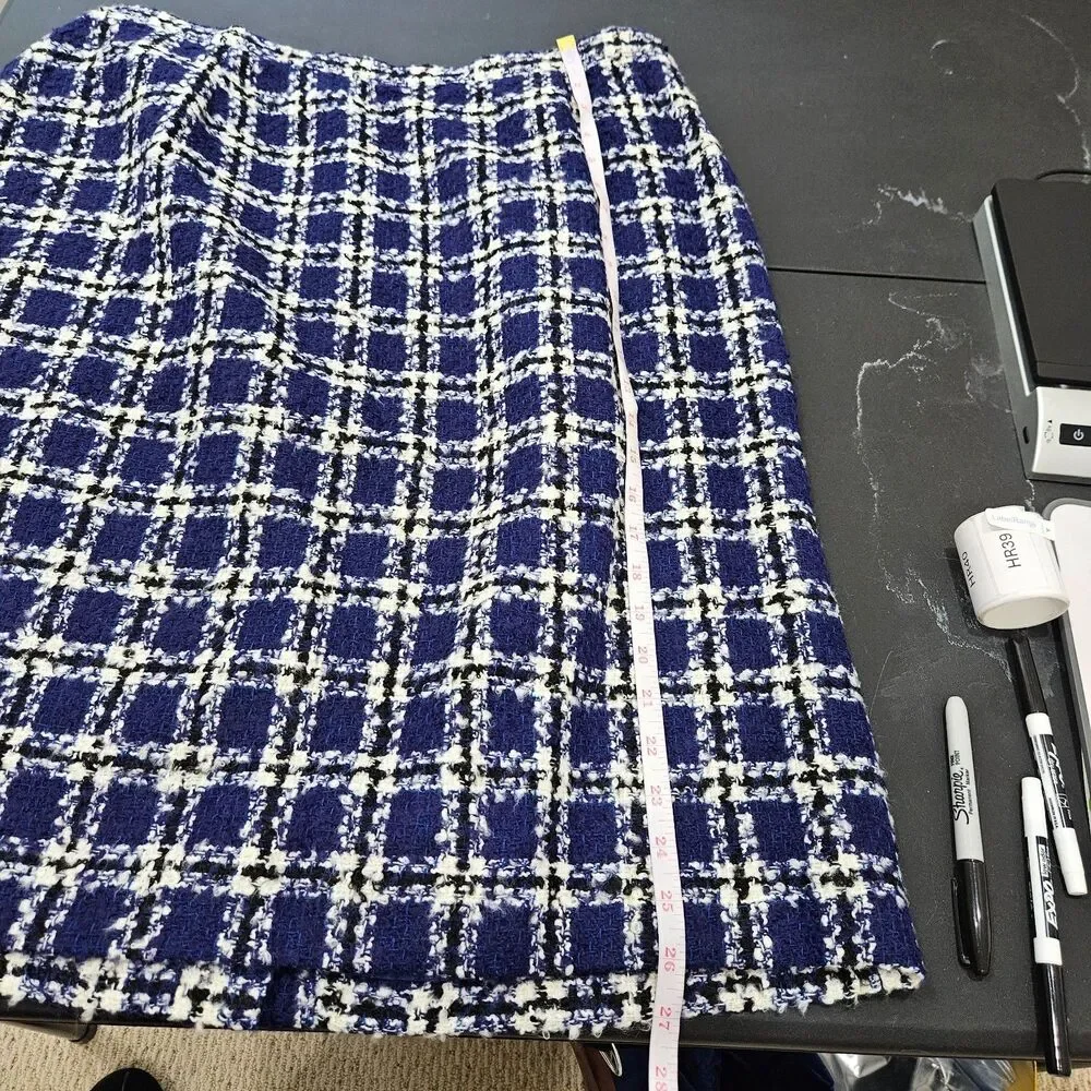 Elisabeth Liz Clairborne Womens Tweed Pencil Skirt Size 18 Blue Business Career